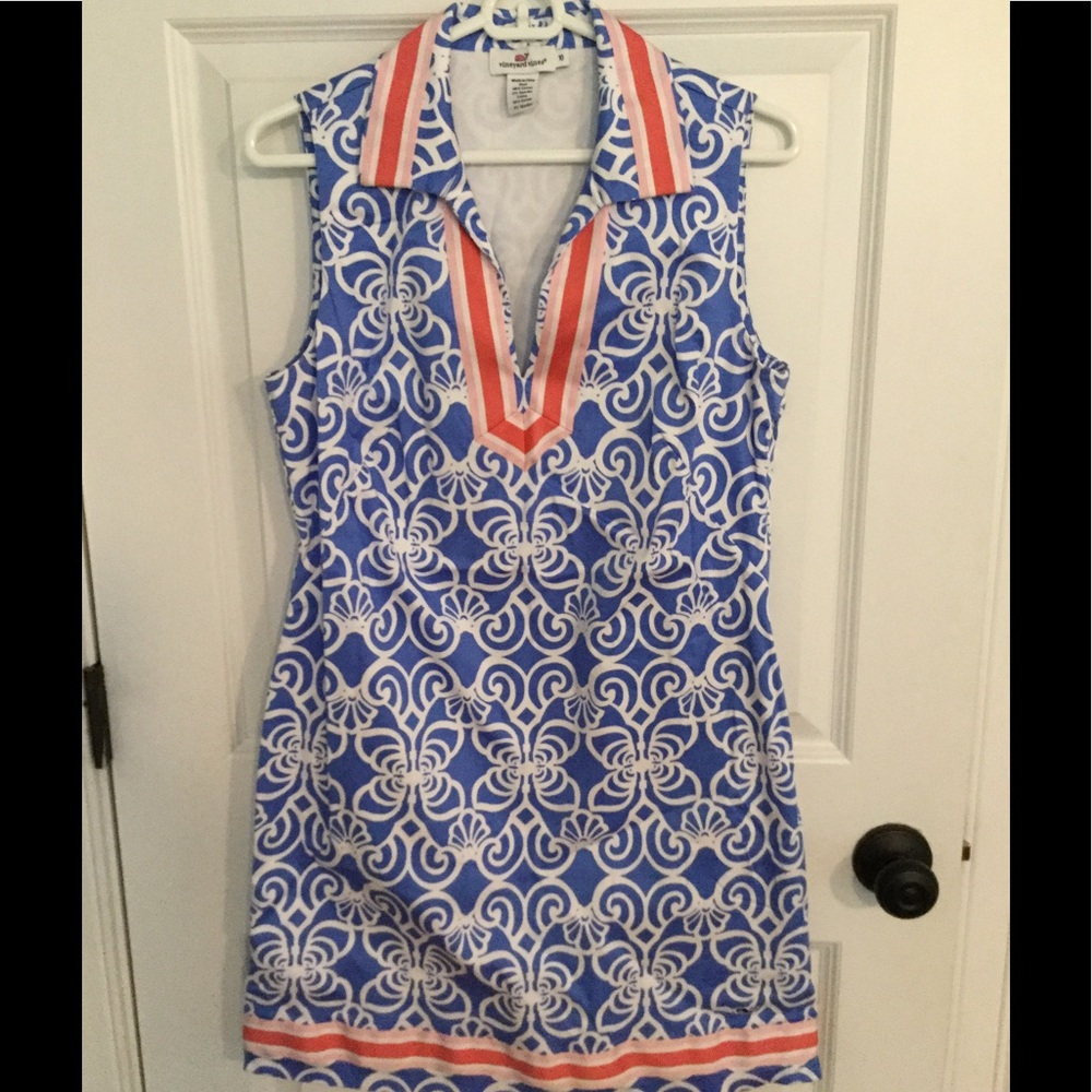 Vineyard Vines grosgrain trim shell print dress 10